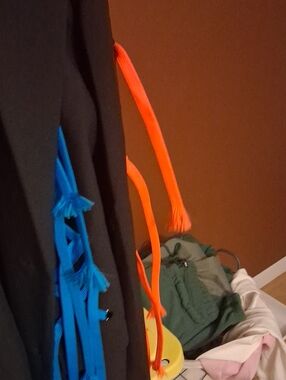 Fashion Nova Black Blazer with Blue and Orange Tassel Details